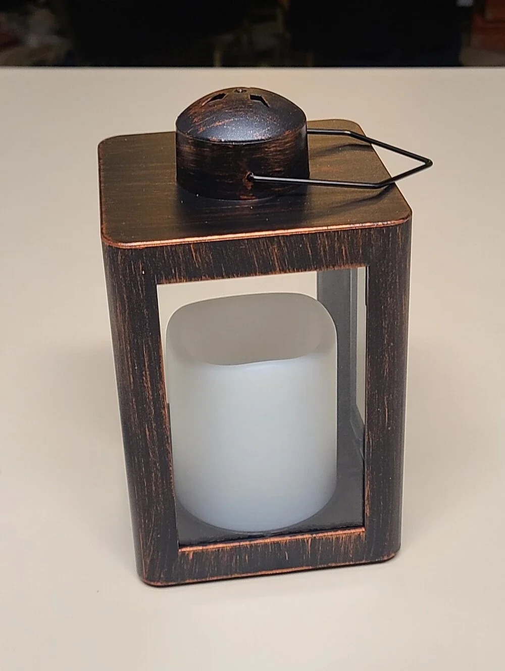 Rustic Bronze LED Lantern with remote